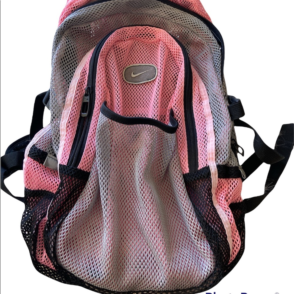 Nike pink, gray and black mesh backpack